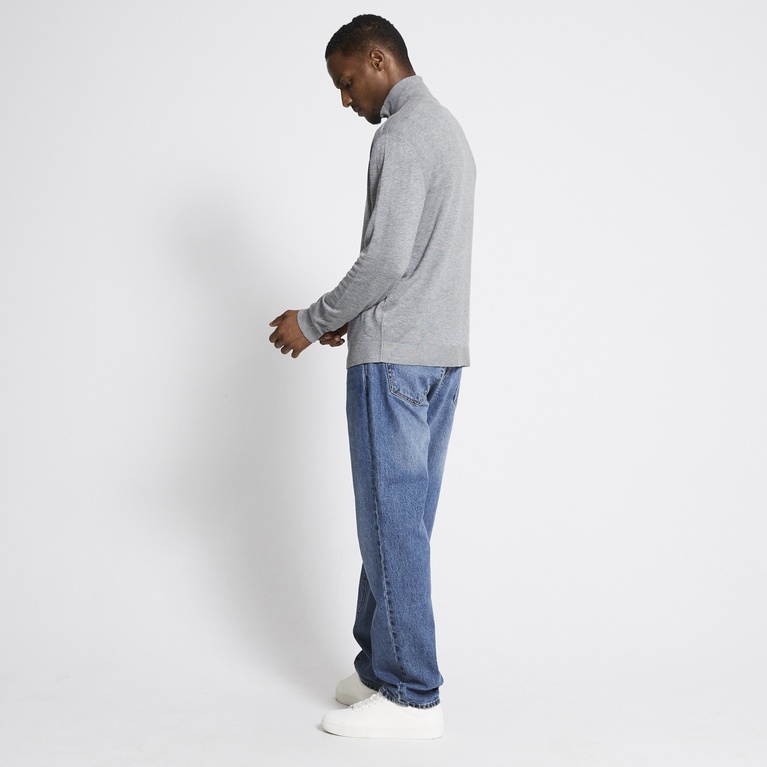 Half-zip knit sweater "Thin" Grey Melange